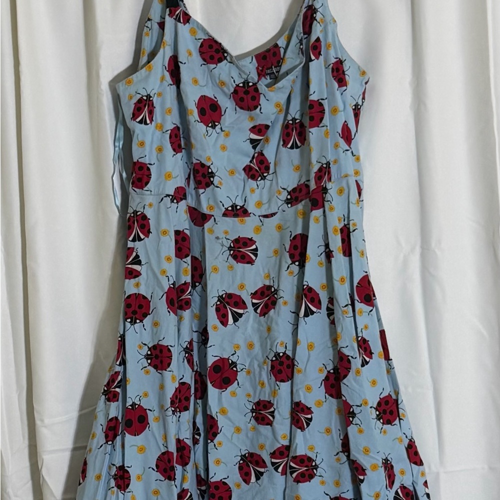 Hell Bunny Ladybug Print Blue Dress
